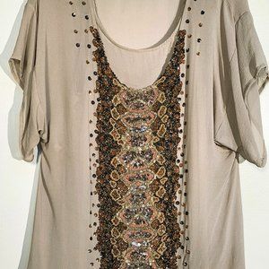 SOLD - Double D Ranch 2-piece top with beading and sequin